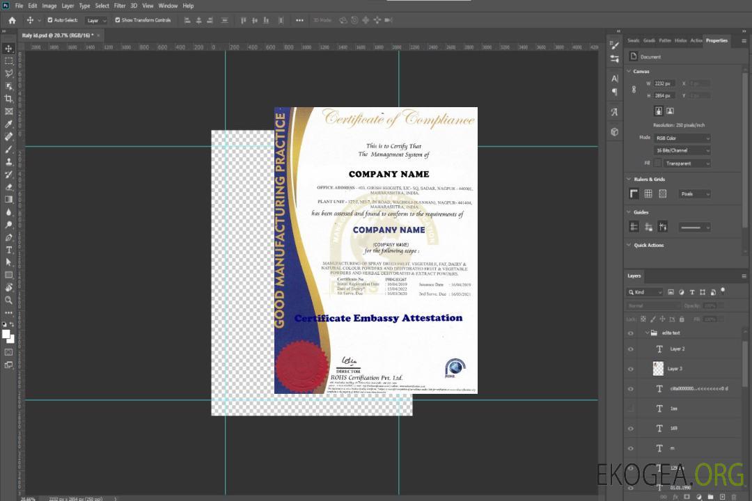 Certificat de conformité Inde template